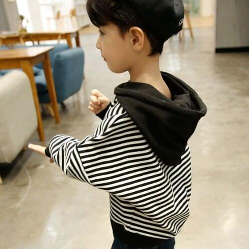 Childrens Sweatshirts Baby Boys Striped Hooded T Shirt Boys Long Sleeve Tops 2019 Autumn New 2 3 4 5 6 Years Kids Pullovers Tee