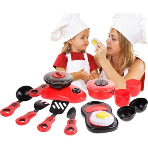 Kid Gift Plastic Kitchen Cooking Toy DIY Play Educational Ware Cooking Set Cooking Pans Dishes Toy for Girls
