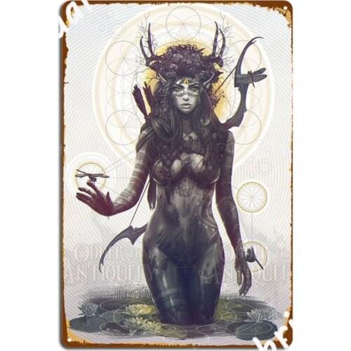 Elf Archer Forest Spirit Goddess Metal Sign Kitchen Poster Cinema Garage Vintage Tin Sign Poster