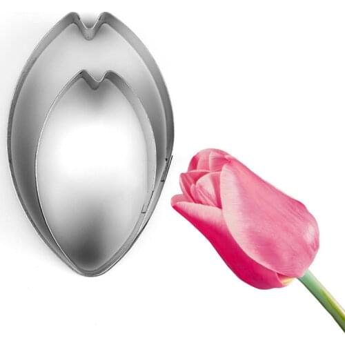 2pcs Tulip Flower Shape Cookie Cutter Cake Decorating Tools Fondant Cupcake Mold Biscuit Cutter Baking Cookie Tools
