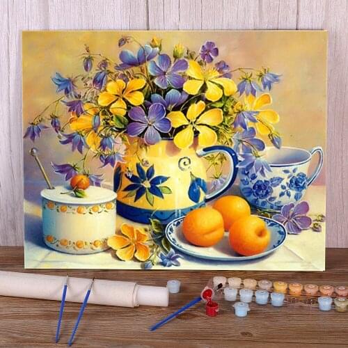 Fruit Flower Art Paint By Numbers Set Acrylic Paints 40*50 Paiting By Numbers Home Decor Crafts For Adults Wholesale