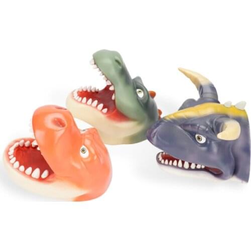 Soft Vinyl PVC Dinosaur Hand Puppet Cartoon Dinosaur Head Figure Toys Rex T-Rex Carnotaurus Gloves Children Toy Model Gift