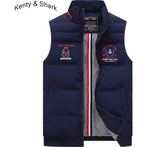 Kenty & Shark Brand Mens Jackets Sleeveless Thick Cotton Liner Vest Parka Coat Fashion Casual Waist coat Big Size 3XL 4XL