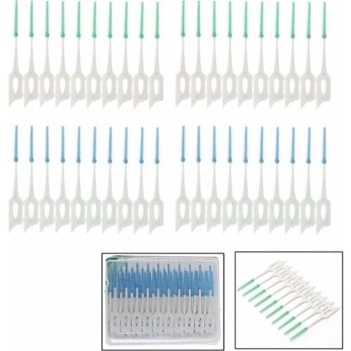 New Arrival Soft Clean Between Interdental Floss Brushes Random Color Oral Care Tool 40 PCS/Pack Elastic Massage Gums Toothpick