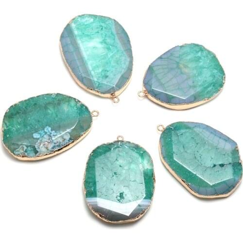 Natural Stone Pendants Irregular Dragon Pattern Geode Agates Stone Charms for Jewelry Making Necklace Bracelet Gift