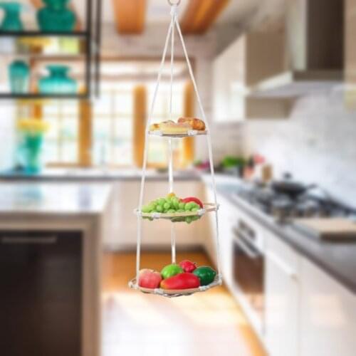 Hanging Fruit Basket Multifunctional Lightweight Cotton Rope Woven Storage Net Bag for Home Kitchen H88F