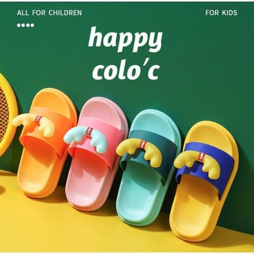 Slippers Baby Kids Girls Boys Home Slippers Cute Cartoon Deer Non-slip Floor Family Flip Flops summer Beach Shoes