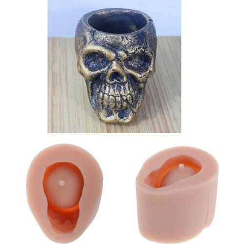 Silicone DIY Halloween Skull Shape Concrete Plaster Succulent Plant Flower Pot Vase Mold Resin Casting Clay Soap Mould