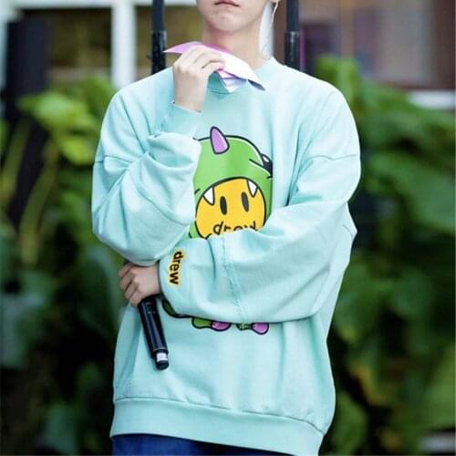 Hoodie Green Cartoon Sweatshirts Women/Men Autumn Hoodies 2020 New Korea Streetwear Clothes