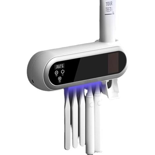 Ultraviolet light and ozone air smart electric toothbrush holder With Toothpaste Squeezer