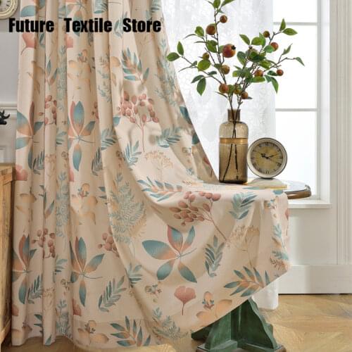 Curtains for Living Room Bedroom Modern Minimalist Garden Fresh Cotton Printing Screens Curtain Fabric