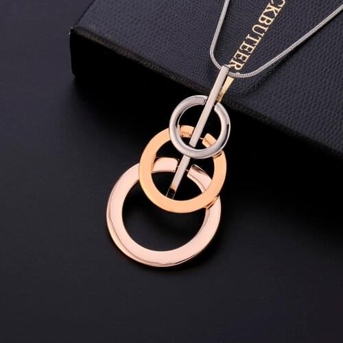 Big Multilayer Circles Pendants & Necklace Elegant Long Necklace for Women Sweater Fashion Statement Jewelry Wholesale 7 Designs