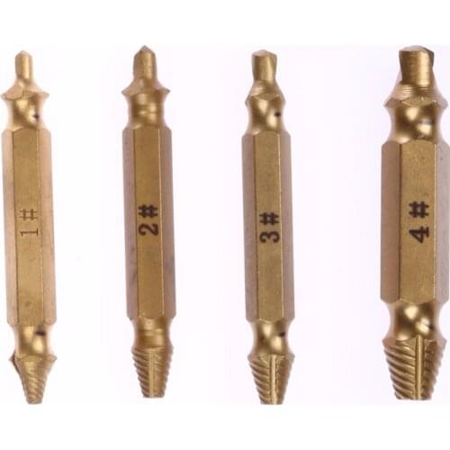4Pcs Screw Extractor Drill Bits Guide Set Broken Damaged Bolt Remover Double Ended Damaged Screw Extractor 1# 2# 3# 4