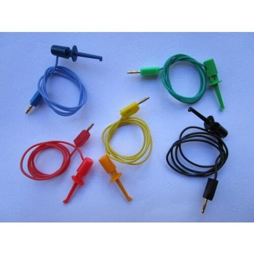 60 sets Gold Plated 2mm Banana Plug to Small Size Probes Test Hook Clip Lead Cable 5 Colors 50cm