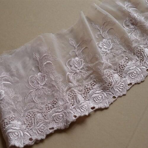 6YDS Lace Trim Complexion Mesh Pattern Embroidered Scalloped Tulle Lace 16cm Wide High Quality Wedding Skirt Garment