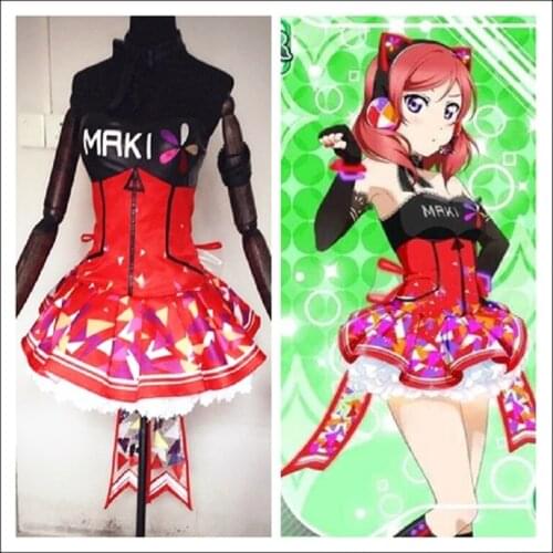 Anime cosplay Love live Nishikino Maki cyber game awakening shinning dress LED cosplay costume A