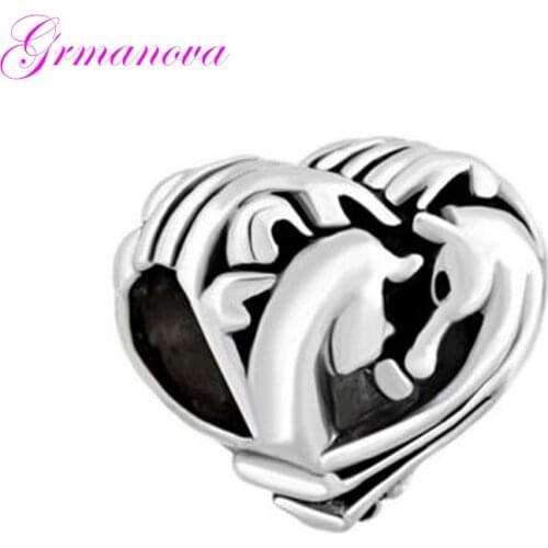 Beads Jewelry Making Bracelet Lover Jewelry Pendant Animal Horse Heart Shape Charm Beads Fit Pandora Necklace bracelet