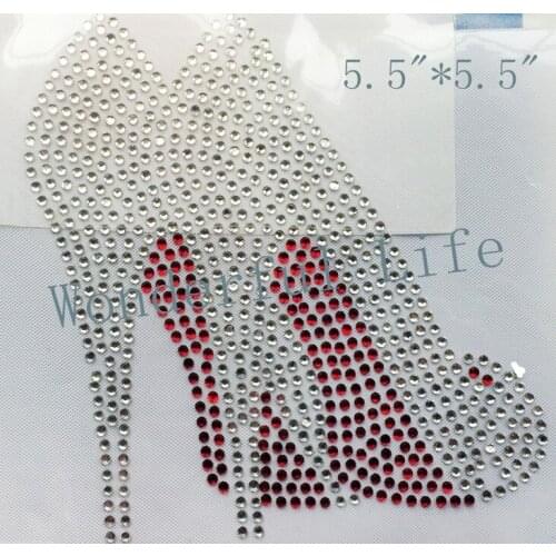 Free Shipping rhinestone iron on transfers design for red with white clear crystal for ladys