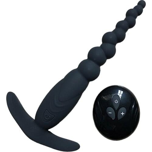 7 Functions Wireless Remote Controller Vibrating Anal Beads Butt Plug Vibrator for Men / Women USB Rechargeable Remote Vibrator