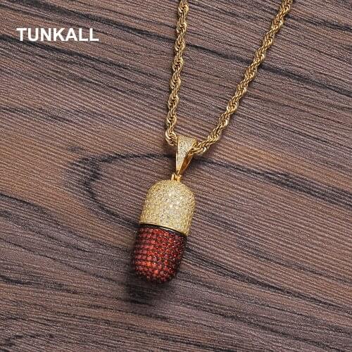 Bling Bling Men Brass Pendant Mirco Pave Prong Setting Iced Out Cubic Zircon Necklace Hip Hop gift Jewelry CN240