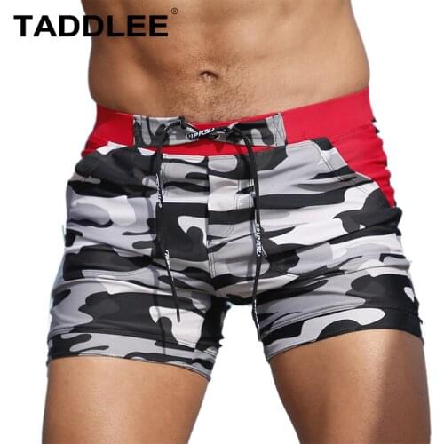 Taddlee Brand Swimwear Men Swimsuits Sexy Camo Swim Boxer Trunks Pockets Short Surfing Board Shorts Quick Drying Bathing Suits
