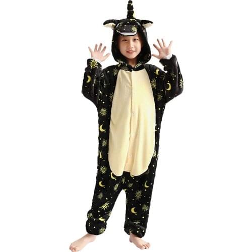 Unicorn Children Pajamas Winter Sleepwear Onesies Boys Girls Pajamas Sets Cute Stitch Cartoon Animal Kids Pyjama Flannel Pijama