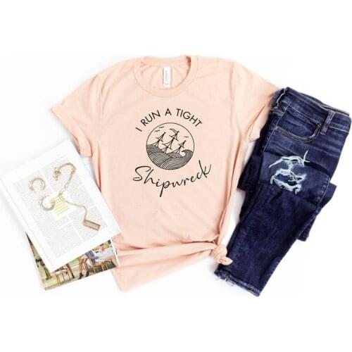 Shipwreck Unisex Womens Fitness Shirt cotton crewneck short sleeve cute fashion top tees for gothic clothes plus size Clothes