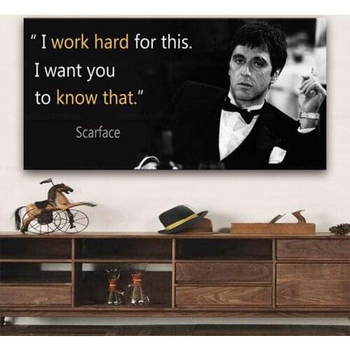 Canvas Painting Scarface Movie Quotes Poster Extraordinary Wall Art Print Tony Montana Portrait Wall Picture for Living Room