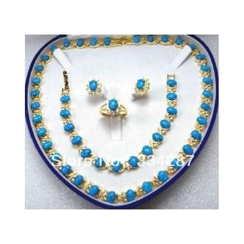 Beautiful Turquoises Necklace/Bracelet/Ring/Earring Set