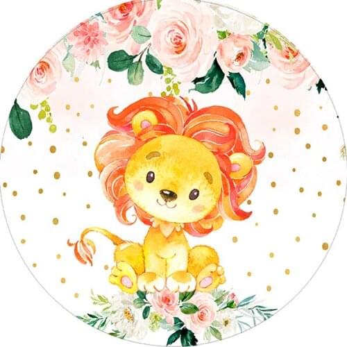 Round circle background baby shower backdrop Tropical jungle animals cute lion birthday Party decor table Covers YY-635