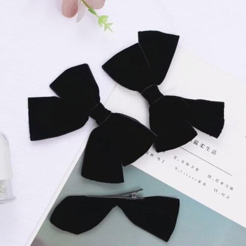 Bow Hair Ribbon Black Red Fashion Velvet Elastic Hair Tie Bowknot Clip Hair Accessories Women Girl Lovely Soft Ponytail Bow Clip