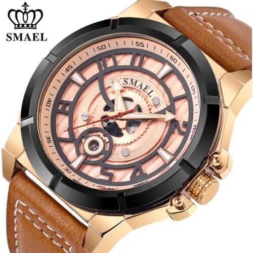 SMAEL New Fashion Leather Mens Watches Top Brand Luxury Waterproof Quartz Men Sports Watch Casual Wristwatches reloj hombre