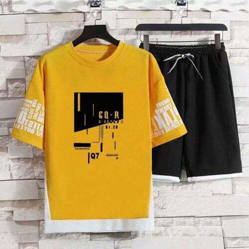 2020 New Mens Sets Fashion Japan Style Streetwear printing T Shirts+Sports Shorts Casual Summer Men Clothing Sets tracksuit
