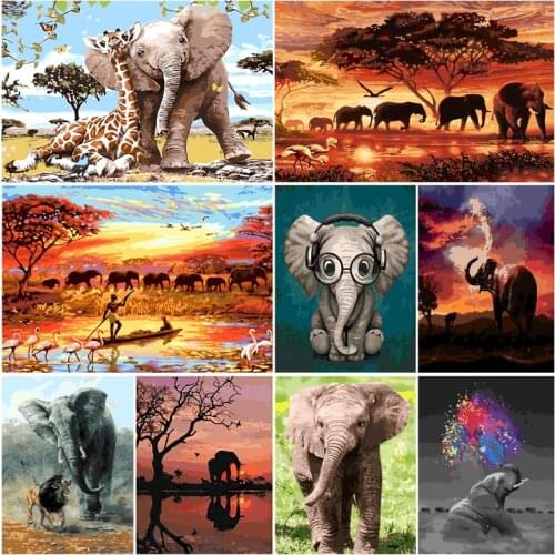 Elephant DIY Oil Painting By Numbers for Adults Kids Art Picture Color Draw Acrylic Paint On Canvas Kit Home Decor Gift