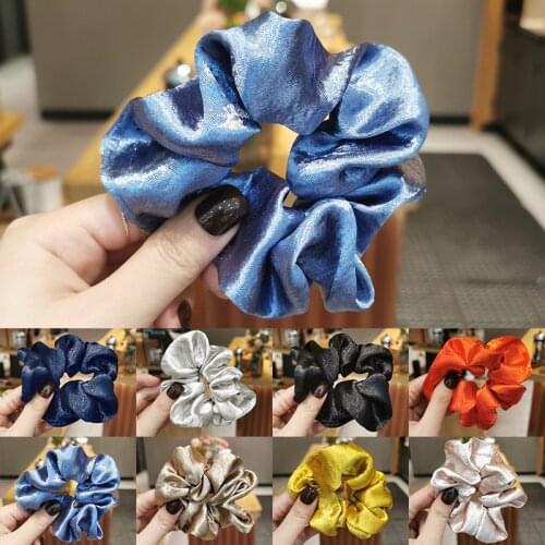 2020 New Fashion Solid Color Chiffon Cloth Hair Ring Water Wave Stripe Large Intestine Elastic Hair Bands Girl Women Headdress