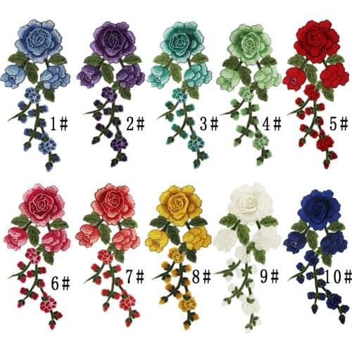 New Arrival 3D Floral Flower Lace Embroidered Venise Neckline Neck Collar Trim Clothes Sewing Accessories Applique Patch