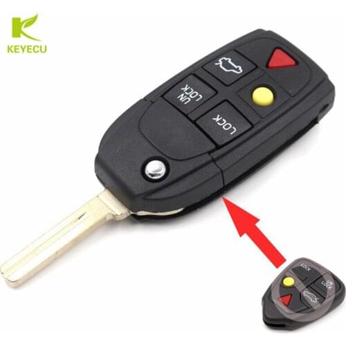 KEYECU BRAND NEW Modified Flip Folding Remote Key Shell For VOLVO S60 S70 S80 S90 V70 2001-2013 Flip Case FOB 4+1 Button