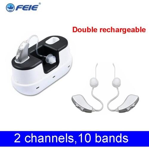 MY-2 1 pair Rechargeable Digital Hearing Aid Ear Severe Loss BTE Sound Amplifier High-Power Hearing Aids for Deafness Elderly