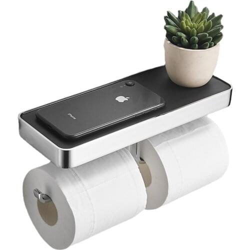 Bathroom Toilet Towel Paper Holder Copper Mobile Phone Rack Cowhide Tray Rack Toilet Shelf Towel Rack Tissue Boxes