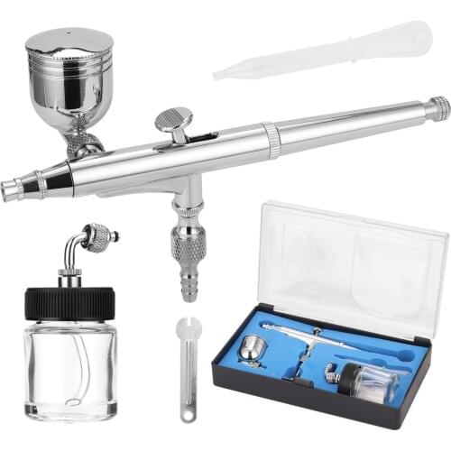 Professional T134 Airbrush Set for Model Making Art Painting with G1/8 Adapter Wrentch Dropper 2 Fluid Cups