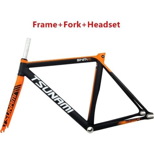 TSUNAMI Single Speed Fixed Gear Bike Frame Aluminum Alloy Fork Racing With Headset Street Bicycle Cycling Frameset Parts