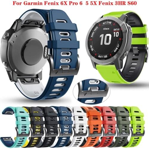 26 22mm Watch Band Official Same Paragraph For Garmin Fenix 6 6X Pro 5 5X Plus 3HR 935 945 Silicone Band Smart Watch Wrist Strap