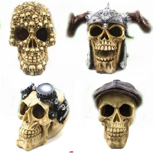 Reptile Box Landscaping Decoration Simulation Skull Aquarium Ornament Oxygen Pump Bubble Decoration Fish and Shrimp Shelter