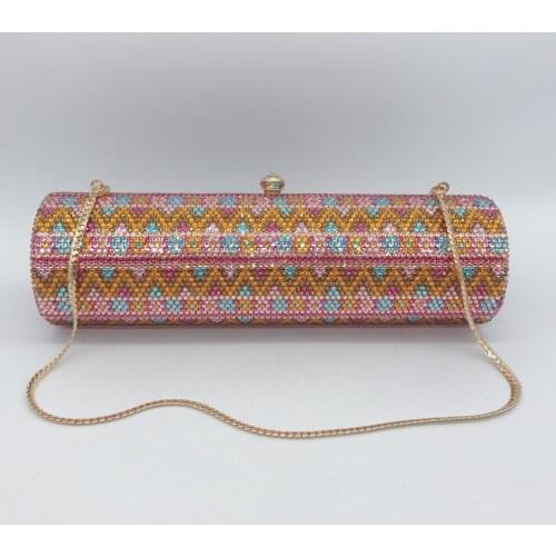 Luxury Multicolored Blue/Yellow Crystal Women Evening Clutch Purse Elegant High Quality Lady Full Diamond Party Wedding Clutches