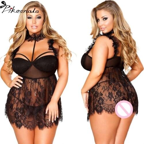 Sexy Lingerie For Women Plus Size Porn Erotic Lace Underwear Babydoll Lingerie Dress Pajamas Set Sex Costumes 5XL 4XL 3XL