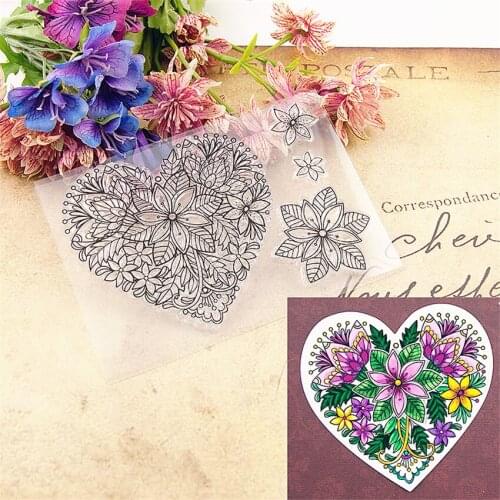 14.5x10cm Heart-shaped bouquet Transparent Clear Stamps Silicone Seals Roller Stamp DIY scrapbooking photo album/Card Making