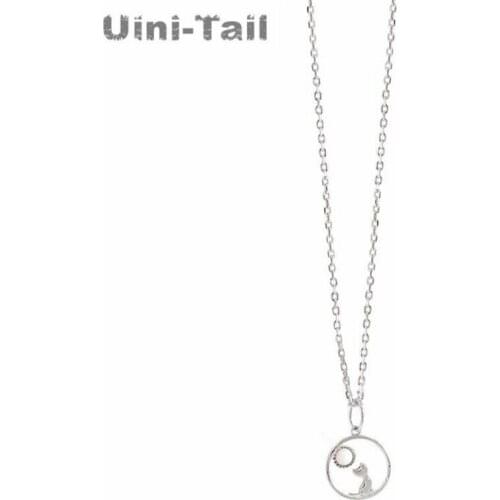Uini-Tail hot new 925 sterling silver cat moon necklace simple fashion trend cute small fresh girl jewelry high quality ED262