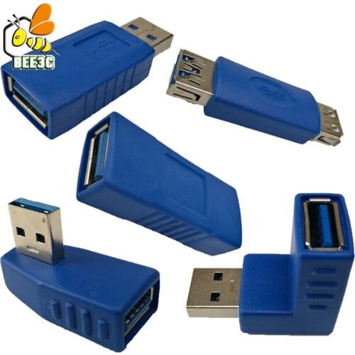 USB 3.0 Type A male/Female to Female blue Angle cross type Adapter Coupler Gender Changer Connector usb3.0 fast speed 100pcs