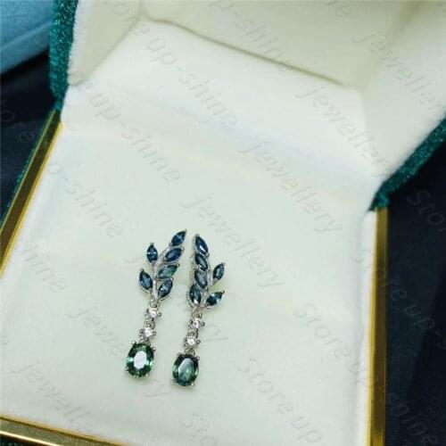 Vintage Drop Sapphire Earrings For Women 925 Sterling Silver Natural Sapphire Gemstone Temperament Luxury Fine Jewelry Earrings