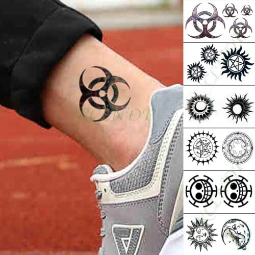 Waterproof Temporary Tattoo Sticker Biochemical sign Safety Warning Sign Fake Tatto Hand Arm Foot Flash Tatoo for Kid Men Women